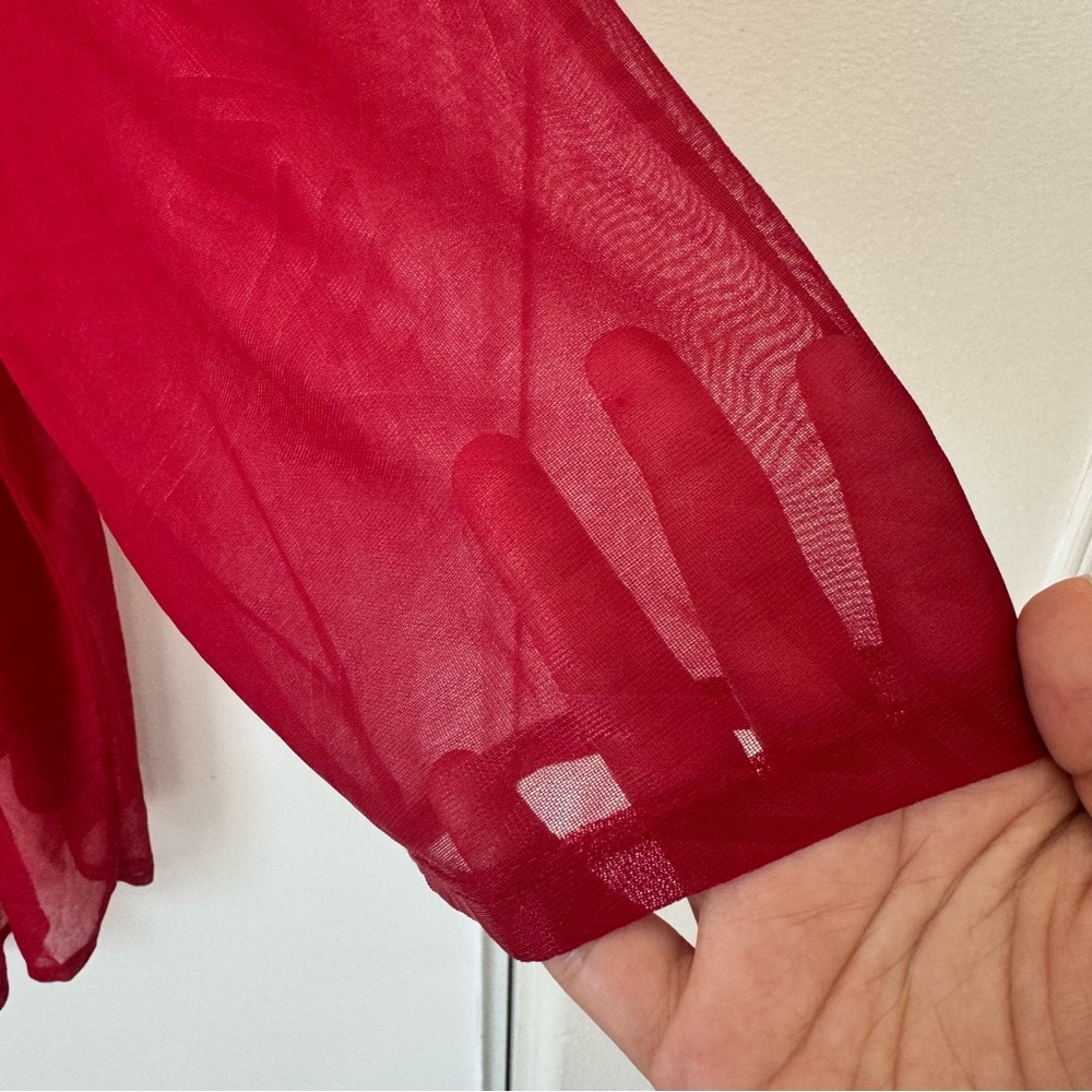 LulaRoe Lindsay Sheer Bell Sleeve Red Kimono Wrap Size Large - Picture 6 of 6
